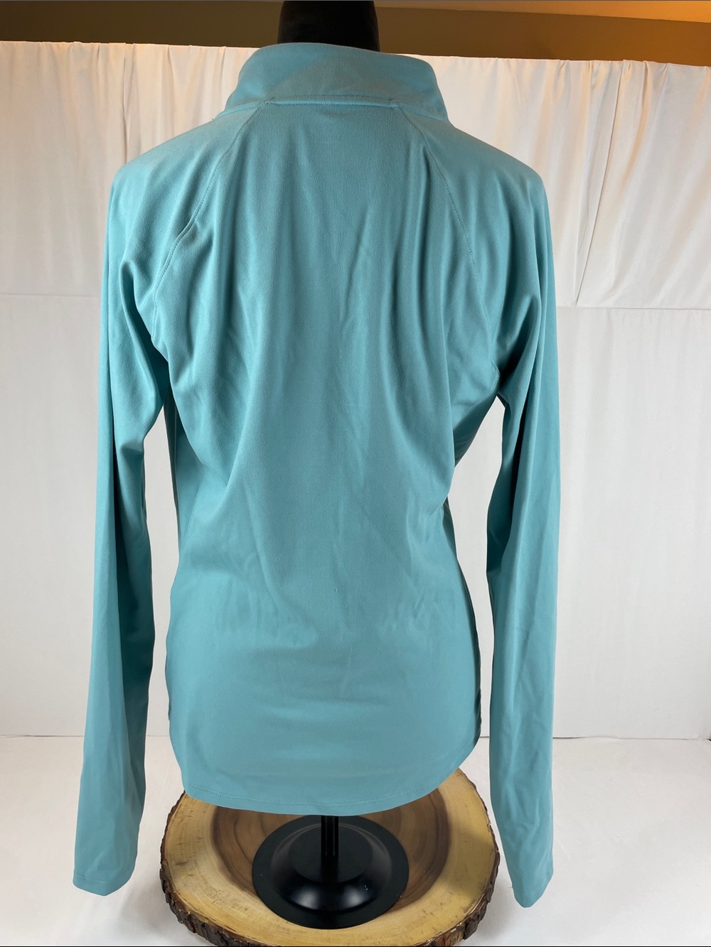 Reebok Quarter Zip Pullover Thumbhole Sleeve Teal Blue Large Women's - Picture 7 of 10